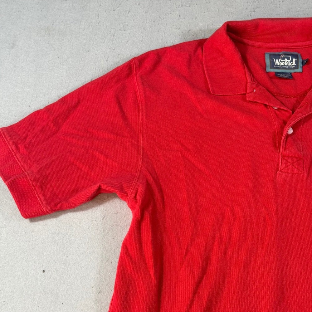 Woolrich Mens Red Short Sleeve Cotton Pique Polo Shirt Flare 8045 Size M‎